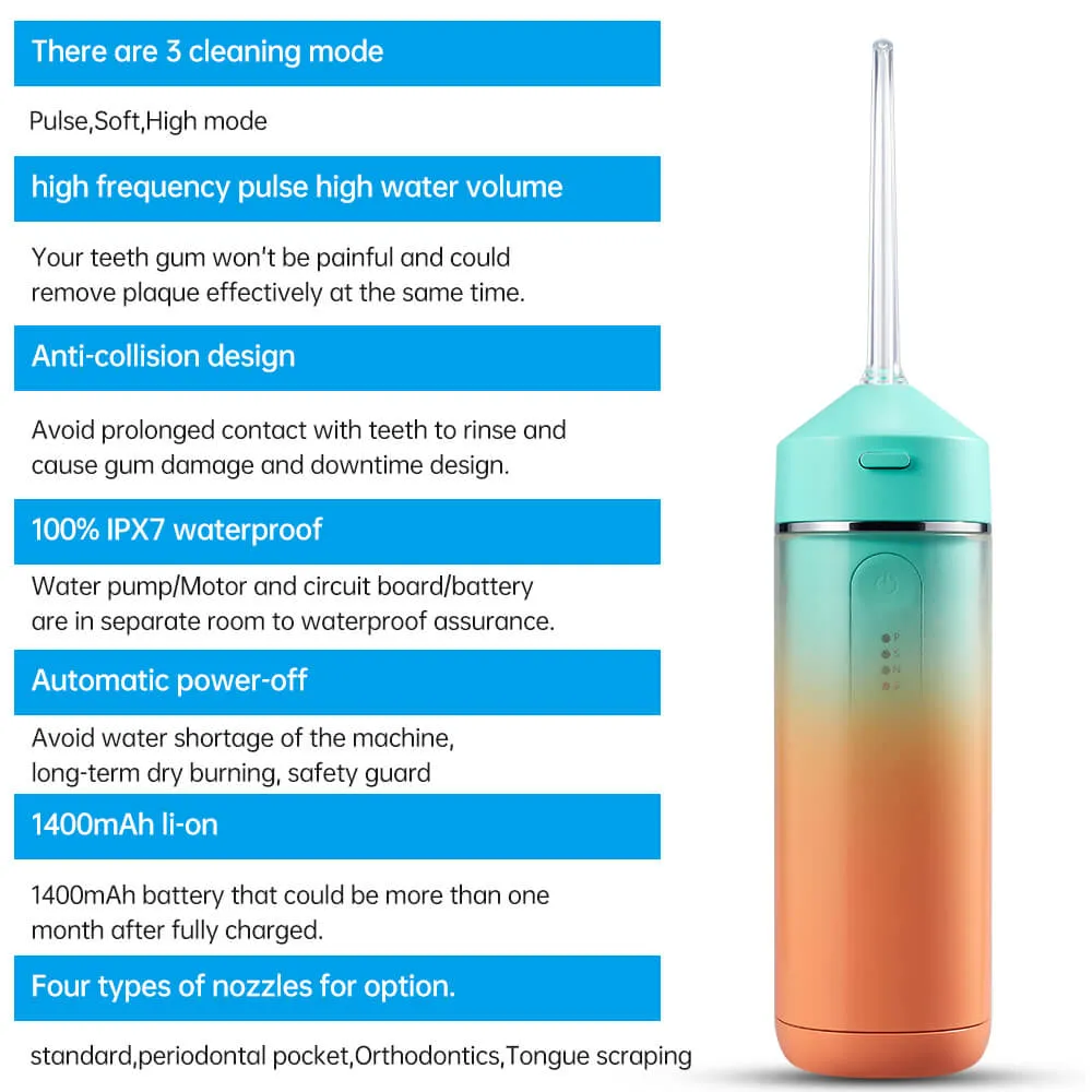 ipx7 waterproof cordless dental water flosser