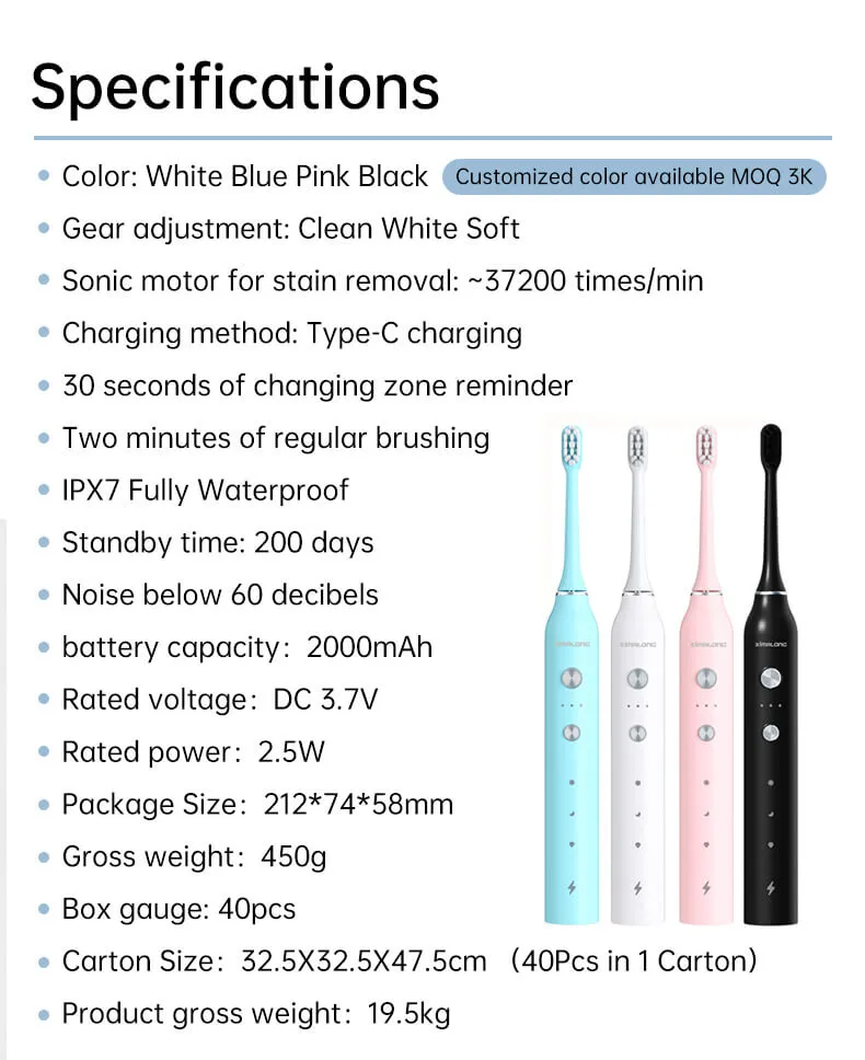 T8 S18 whitening adult sonic electric toothbrush with toothbrush head