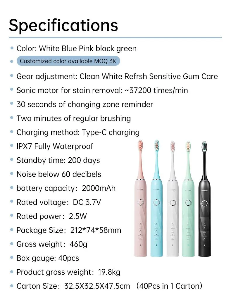 T6 electric toothbrush with 3 head brush