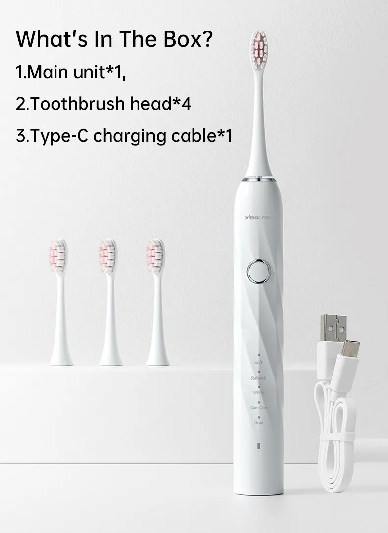 T6 electric toothbrush with 3 head brush